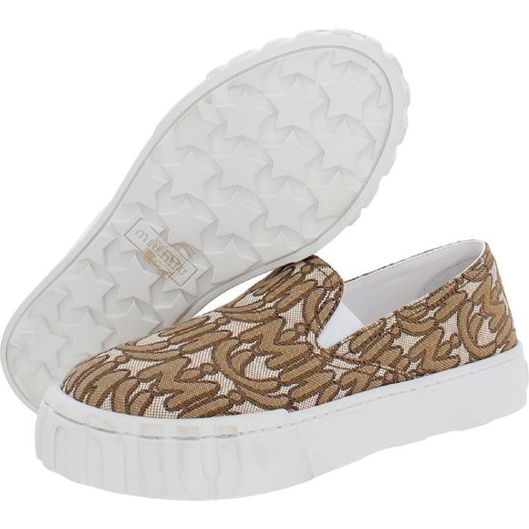 Miu Miu Womens Jacqard Logo Tan Flats Trainers Slip-On Sneakers Shoes NWT - Picture 3 of 3